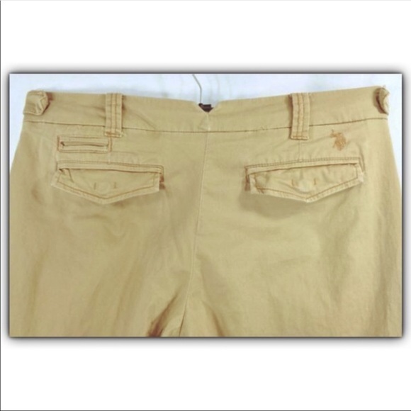 US Polo Assn khaki cropped capri clam digger skimmer pants size 14 - Picture 4 of 4